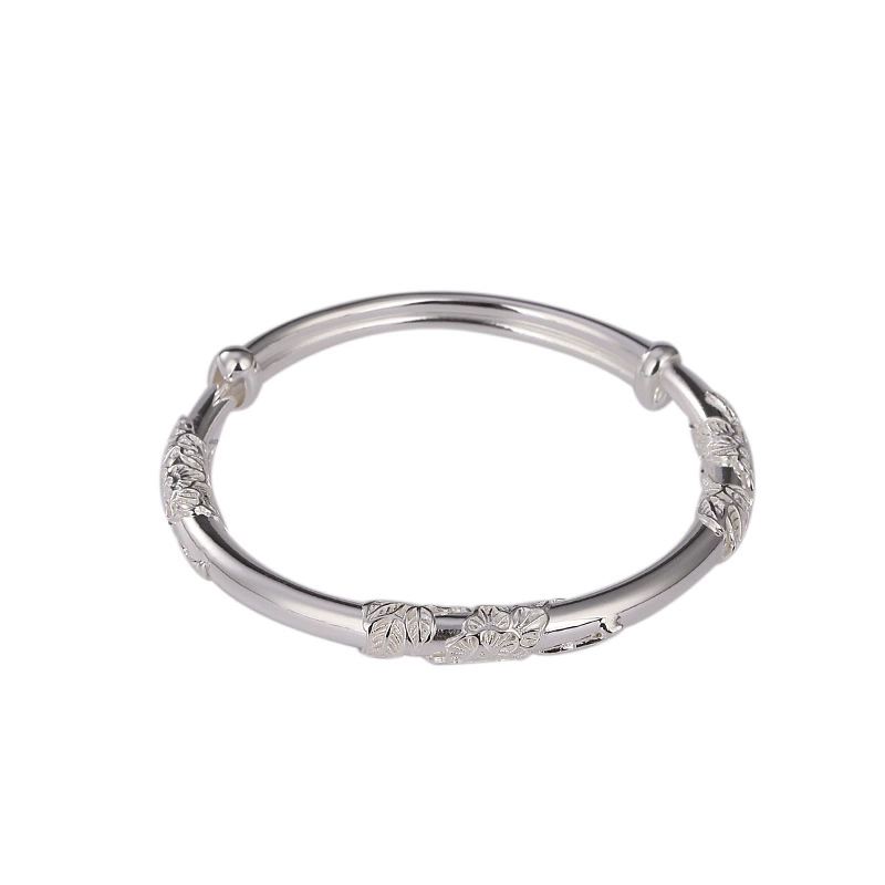 Glossy retro silver bracelet, jewelry, thin weaving