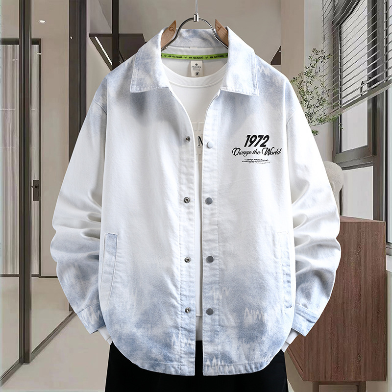 Autumn men's denim jacket with a shirt collar, stylish and cool casual top, super attractive design for teenagers Autumn men's denim jacket with a shirt collar, stylish and cool casual top, super attractive design for teenagers