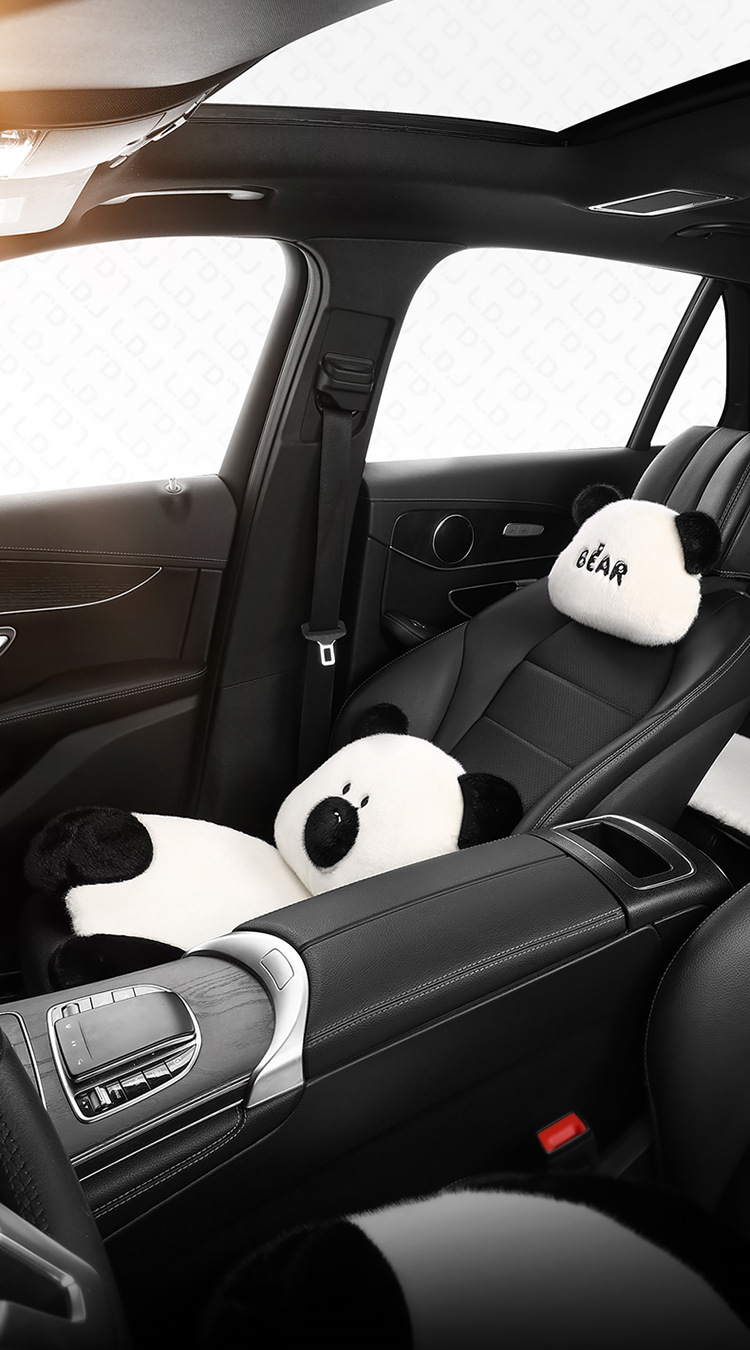 24 years new car seat cushion winter big white bear plush cartoon cute seat cushion three-piece universal seat cover car