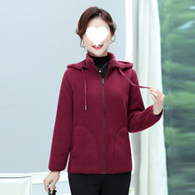 妈妈羊羔绒颗粒加绒加厚新款棉衣外套中老年女装秋冬时尚保暖棉服