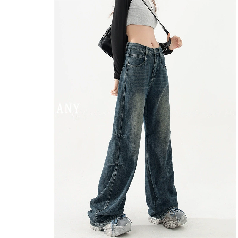 Ретро широкие джинсы для мужчин и женщин свободная тонкая американская мода 2025 новая весна и осень чувство дизайна нишевые брюки