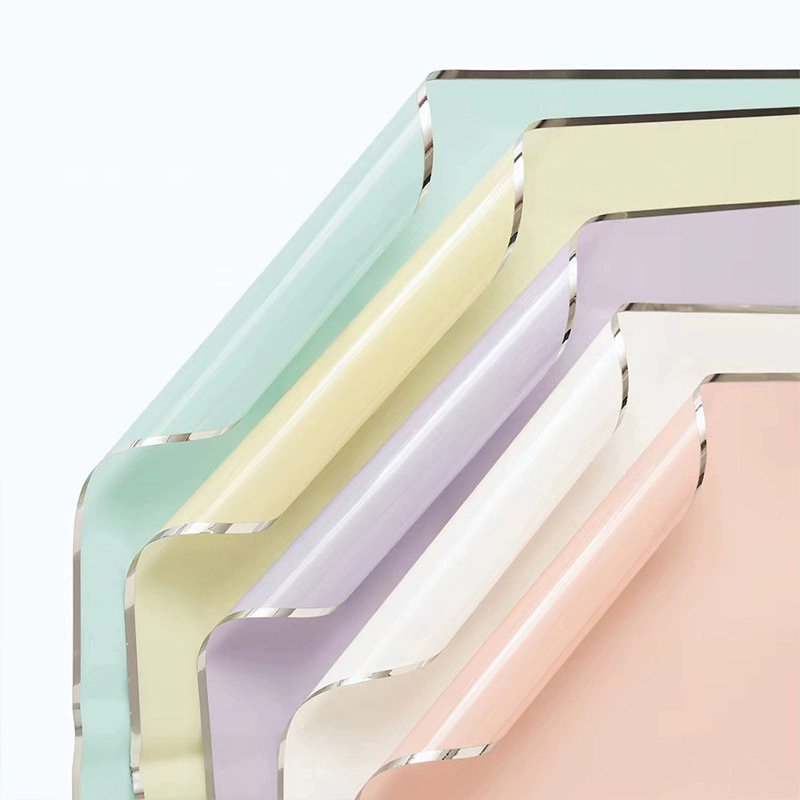 Li Zhi Ran día de San Valentín borde plateado semitransparente papel de niebla impermeable Qixi plata iones gelatina película papel de embalaje de flores