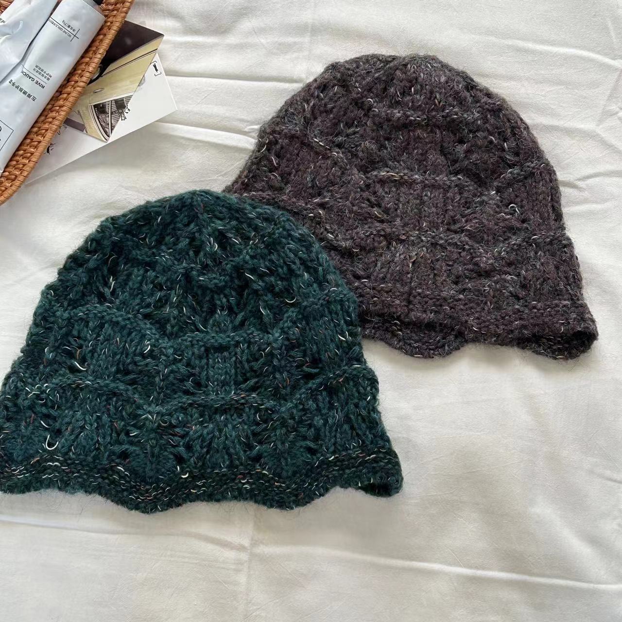 Early Autumn Temperament Style With Wool Yarn Hat Knitted For Warmth Niche Ins Retro Bucket Hat Toe Cap Basin Hat For Women_voghion.com