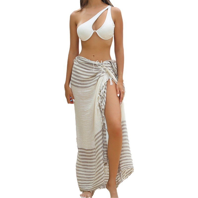 Amazon's New Bamboo Cotton Gauze Striped Tassel Bikini Cover-Up Sun Protection Beach Towel Shawl Beach Cover-Up