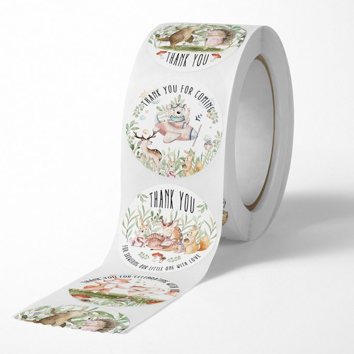 Round cartoon decorative label cute hand-painted animal sticker simple ins internet celebrity sealing sticker 500 stickers/roll