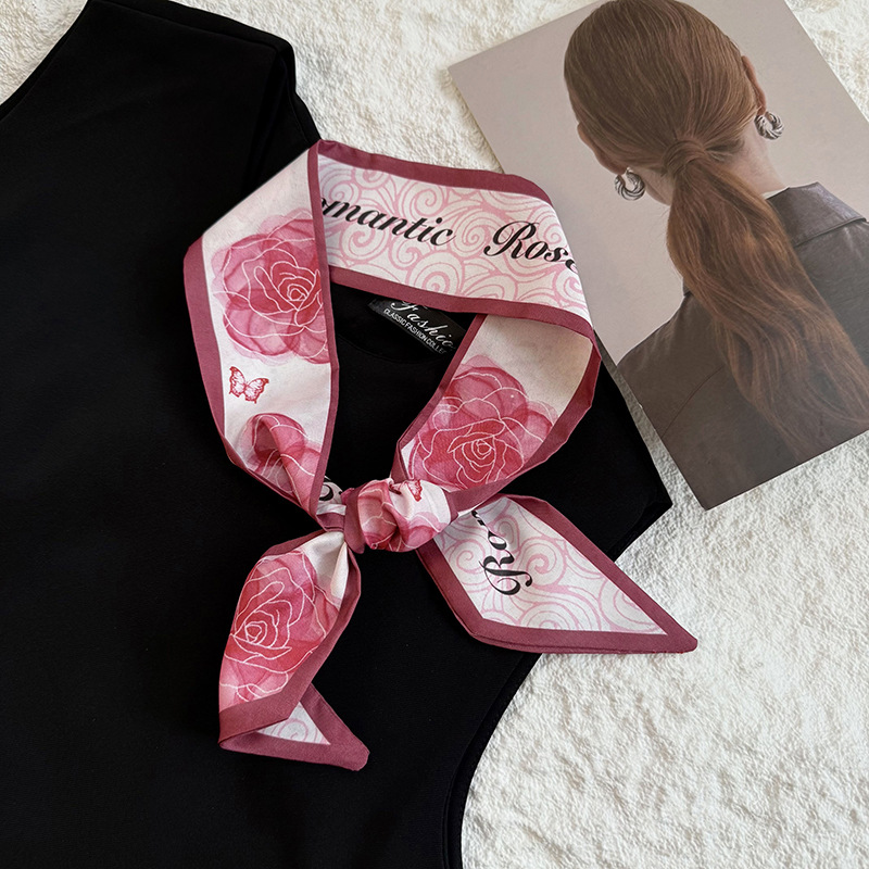 Bufanda de seda, tira larga, sensación de alta gama, nueva caja de regalo fresca pequeña, cinta decorativa, bolsa atada, cabello atado, bufanda de seda, bufanda, cinturón multiusos