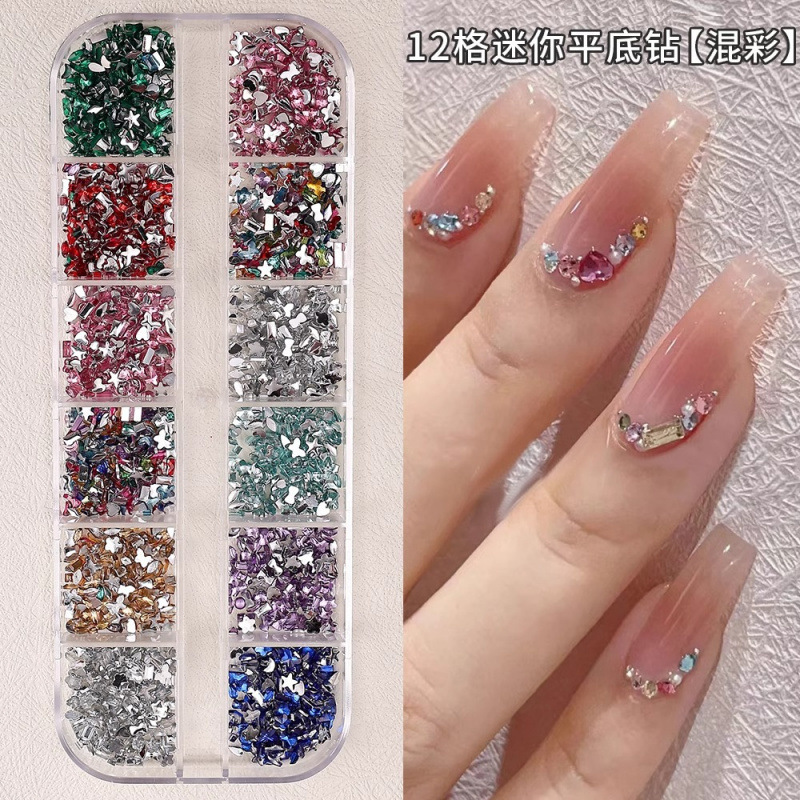 Nail Art Accessories Mixed Trendy Resin Flat-Bottom Irregular Mini Small Acrylic Nail Art Rhinestone Decorations Accessories