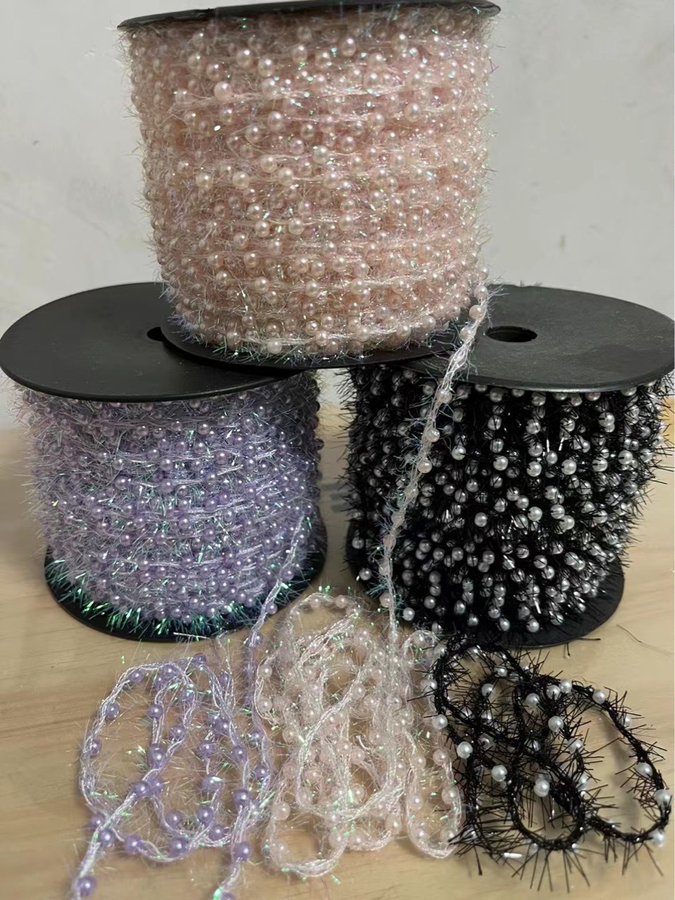 彩色毛毛绳蜈蚣纱加彩色泡珠