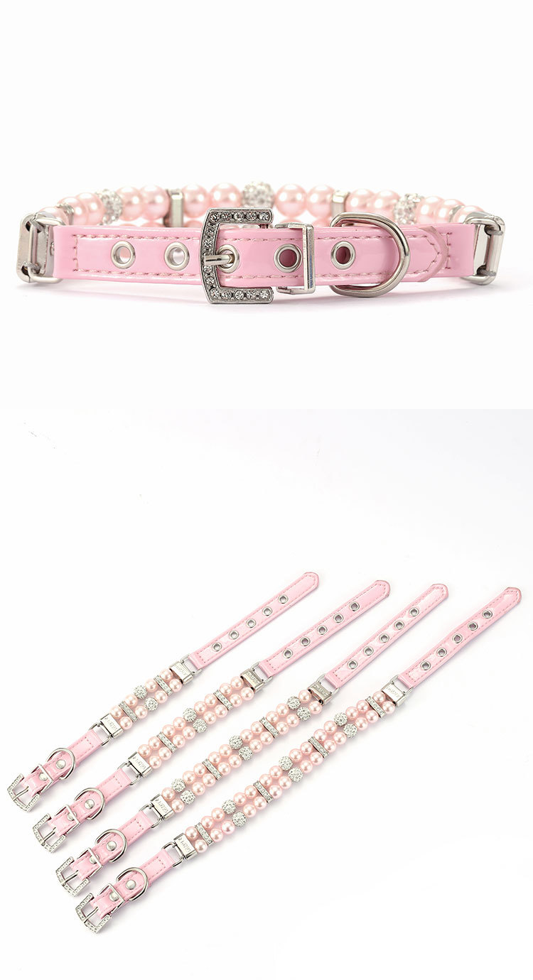 Collare di perle per animali domestici Zhous, collare con corda di trazione, collana per cani e gatti, gioielli, collare per cani di piccola e media taglia_voghion.com