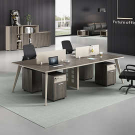 简约现代职员办公桌四人位办公室24 6工位电脑桌职员办公桌椅组合