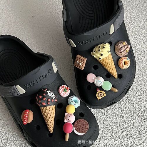 New K-pop celebrity trendy ice cream shoe buckle flower bead chain shoe flower single shoe flower shoe clip detachable
