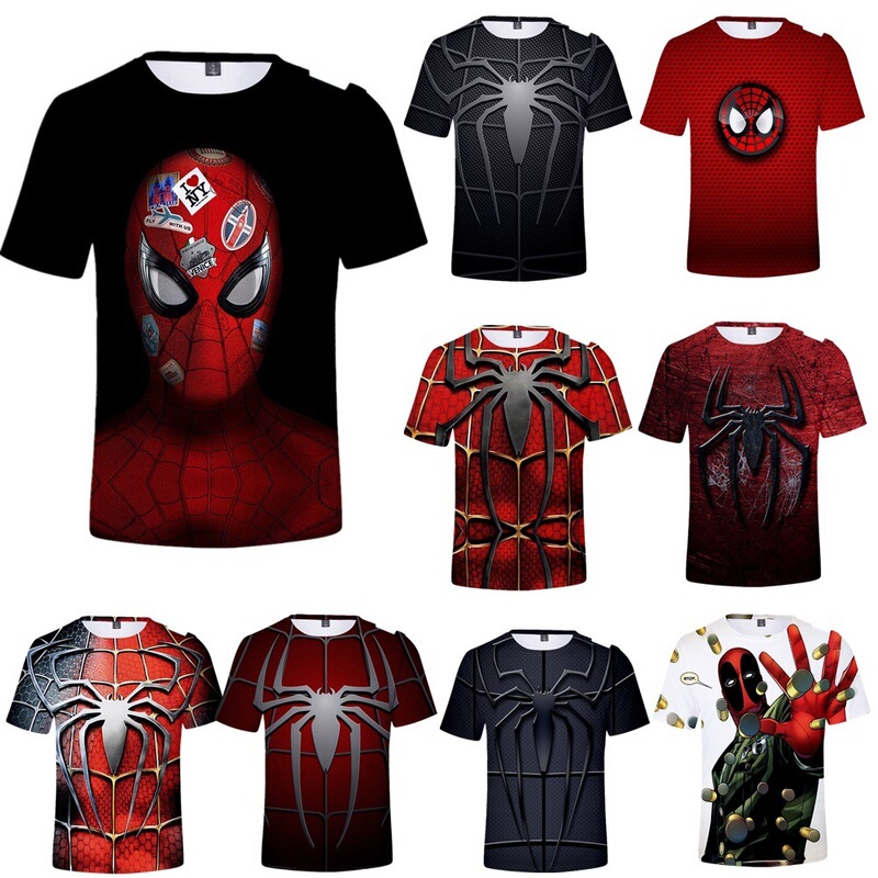 2026 European and American New Halloween Spider-Man Homecoming Cosplay Summer Men's Round Neck Short-Sleeved T-Shirt Wholesale