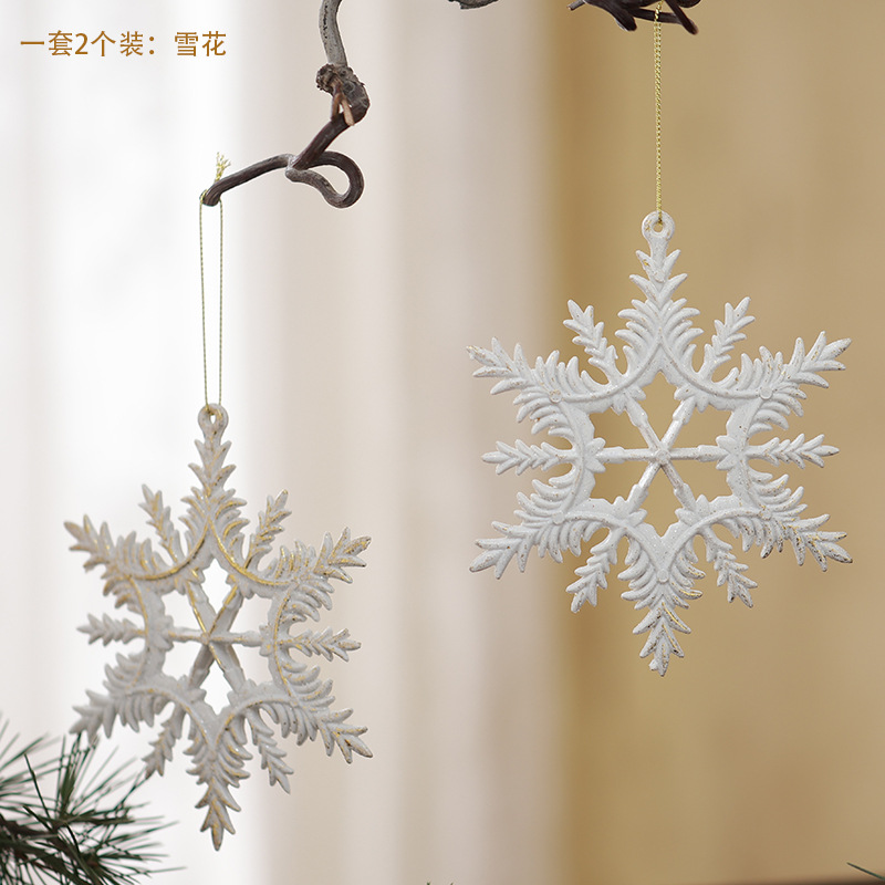 Buscando árboles de Navidad transfronterizos colgantes de flocos de nieve de Navidad casa de oro blanco arco ángel decoración de ventanas