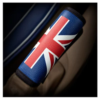 Car Accessories In-Stock Wholesale, Seat belt shoulder pad - leather-red-blue-union-jack-flag-thin-handbrake-cover-1-piece