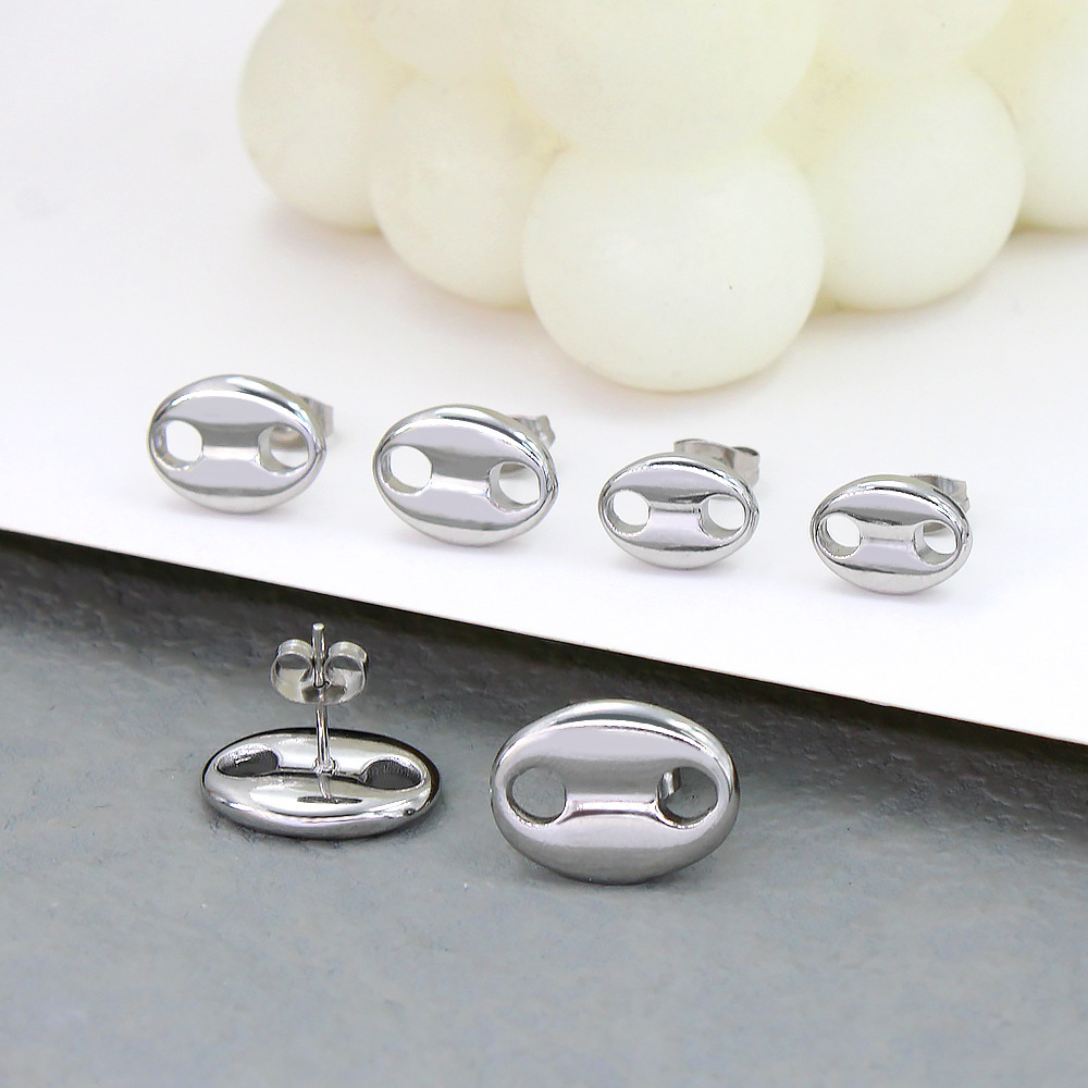 1 Pair Retro Simple Style Geometric 304 Stainless Steel 18K Gold Plated Ear Studs display picture 5