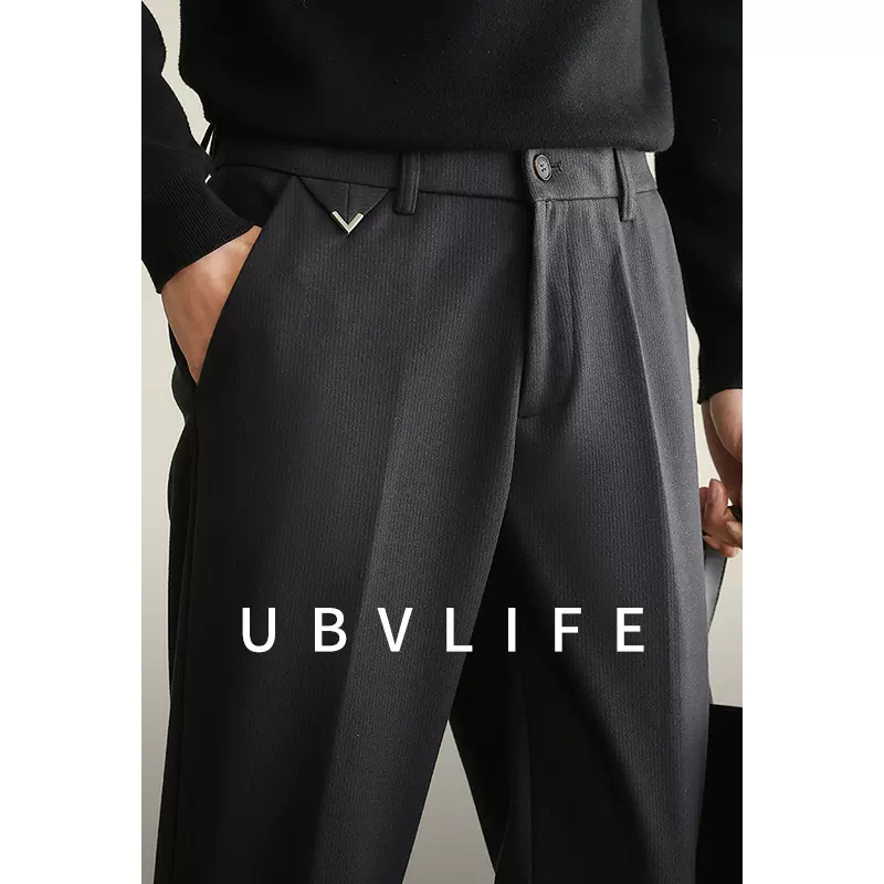 【CBD精英系列】肌理感松紧腰单褶西裤男2025春季新款磨毛西裤