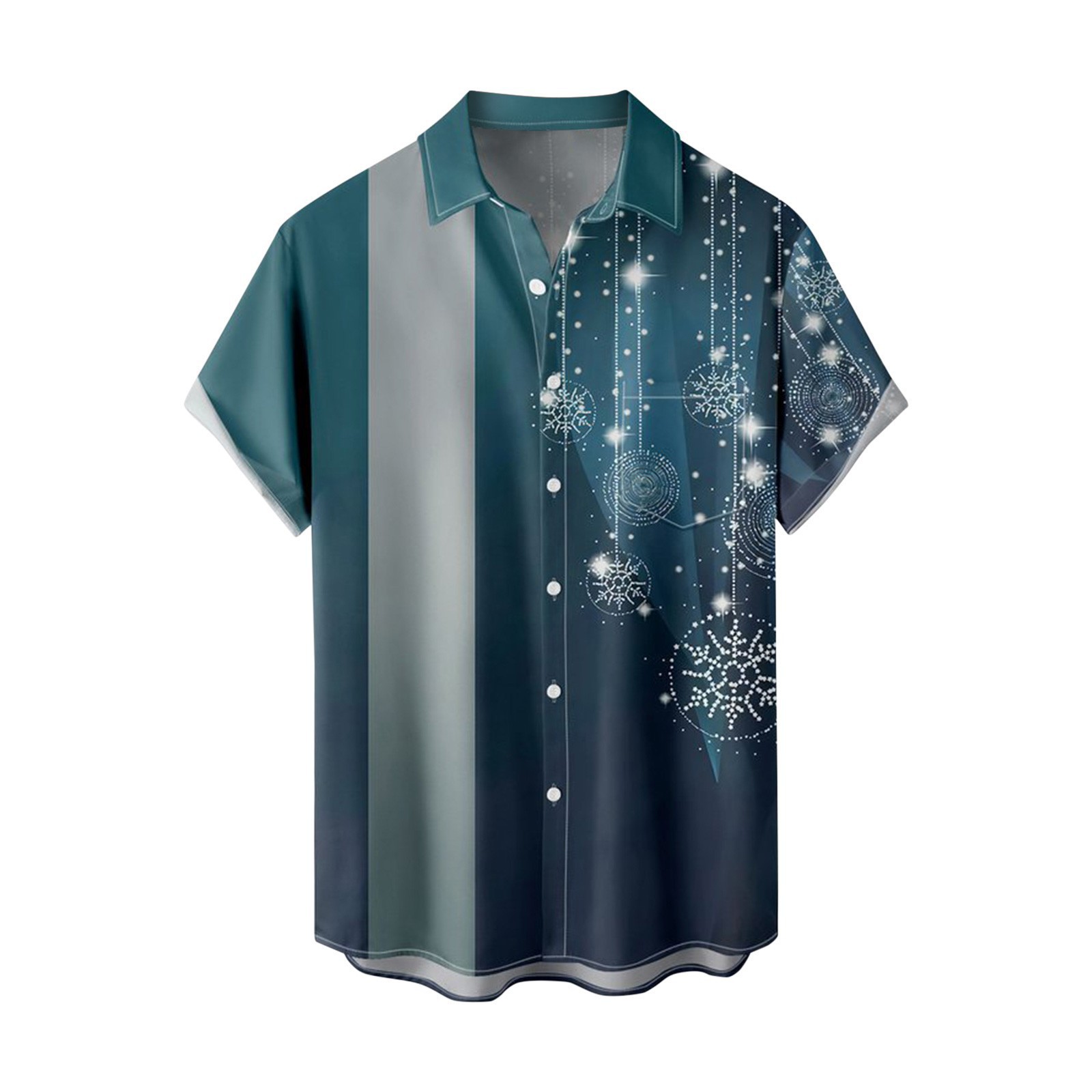 Comercio exterior europeo y americano transfronterizo exclusivamente para hombres de manga corta nueva camisa serie de Navidad impresión digital 3D blusa casual