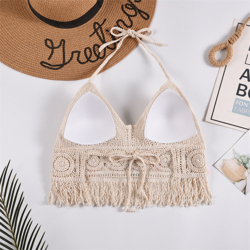 Sexy little camisole lace up hollow bohemian ethnic style embroidered short inner wear women's top bra