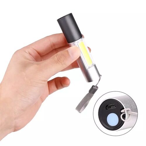 USB rechargeable portable COB side light outdoor lighting mini gift flashlight new LED zoom bright flashlight