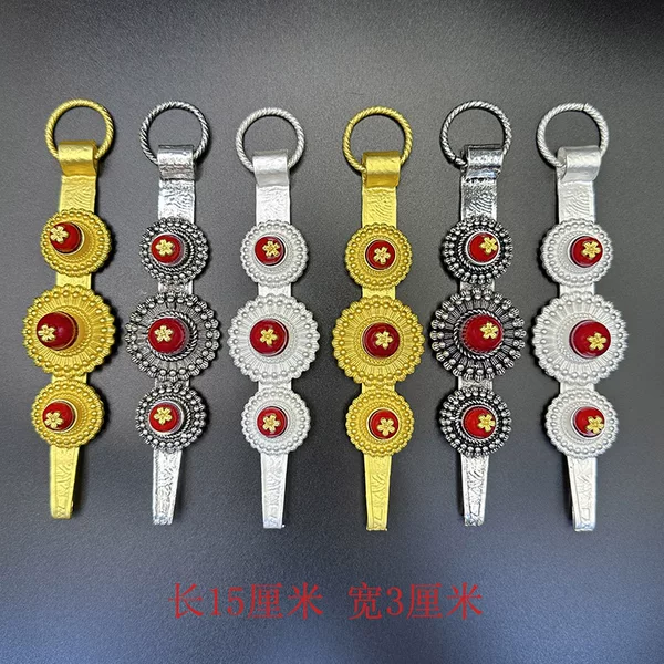 Xizang ethnic style Kangba hanzi headdress decoration metal popular dance travel racket headdress