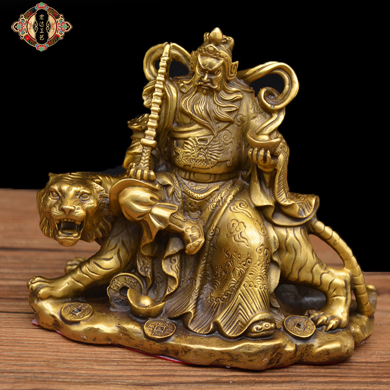 宏达 黄铜小号虎财神 赵公明 吉祥礼品铜器摆件|ms
