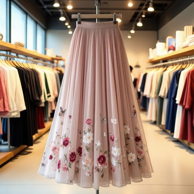 Gentle and Sweet Rose Floral Skirt Women's Clothing 2026 Summer New Style Super Fairy Elegant Pink High-End Long Skirt Gentle and Sweet Rose Floral Skirt Women's Clothing 2026 Summer New Style Super Fairy Elegant Pink High-End Long Skirt
