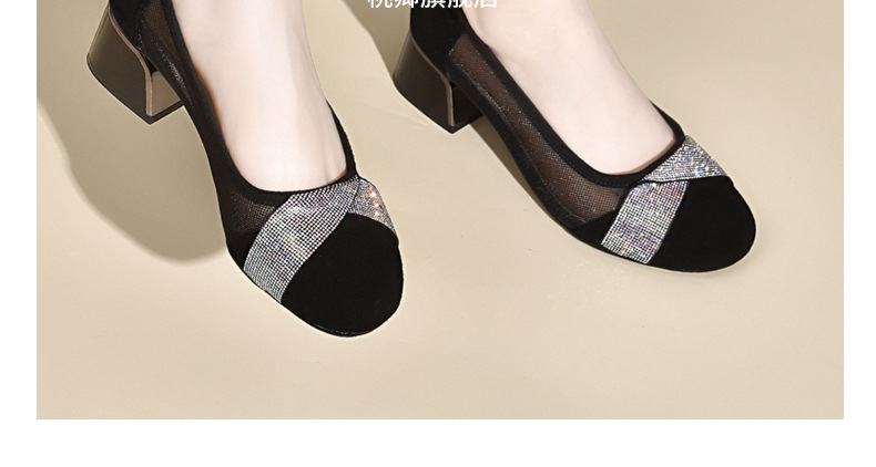 Giày sandal nữ da thật mũi tròn gót 4 cm đế mềm — Chiều cao gót 4 cm chi tiết 25