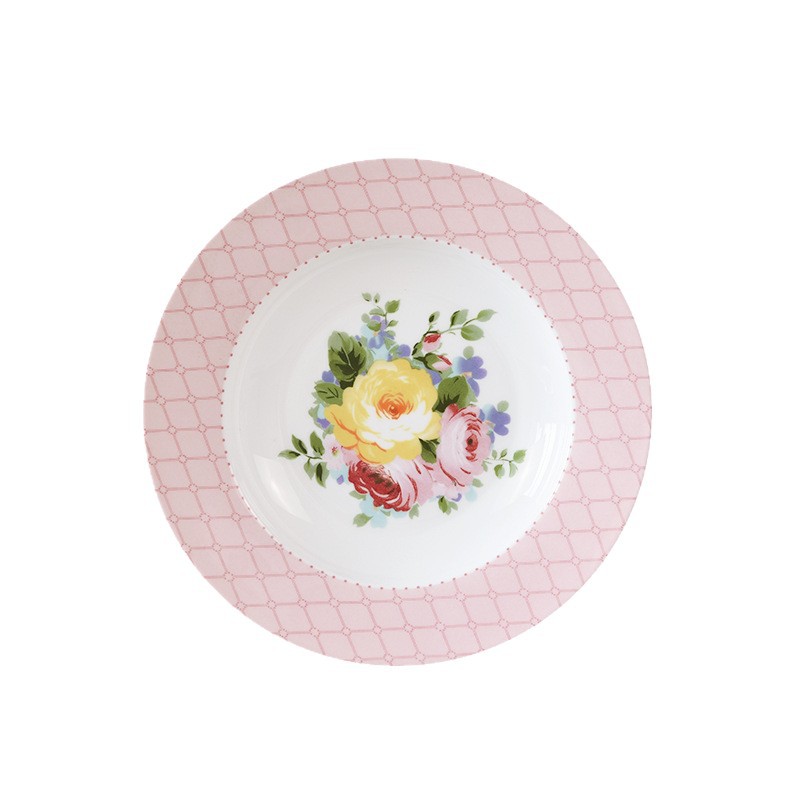 Juego de vajilla de porcelana de hueso de alto valor floral romántico, plato, cuchara, boda, nuevo hogar, vajilla de cerámica, tazón de sopa para el hogar image 6