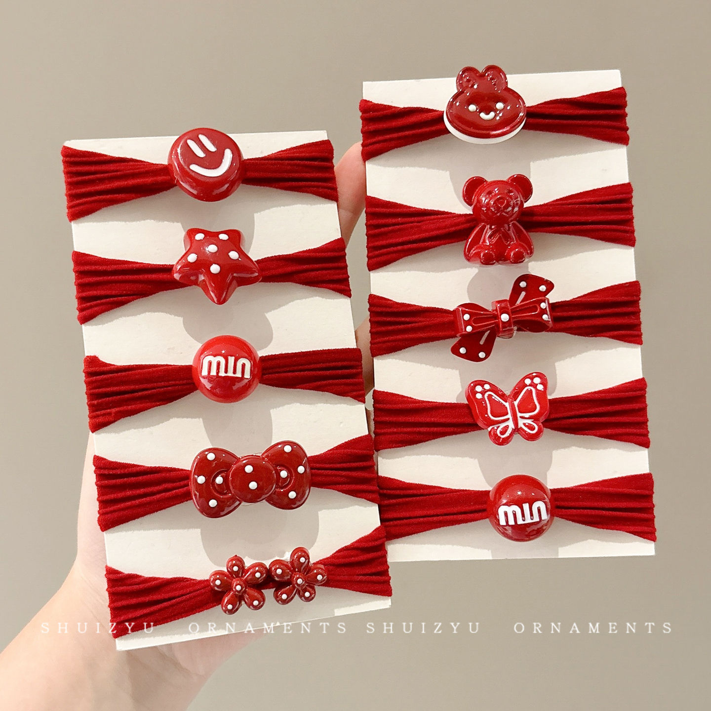 Niños rojos de Año Nuevo cabello de cabello de alta elástica cabello de cabello de cola de caballo de cabello no lastimar correa de cabello tocado