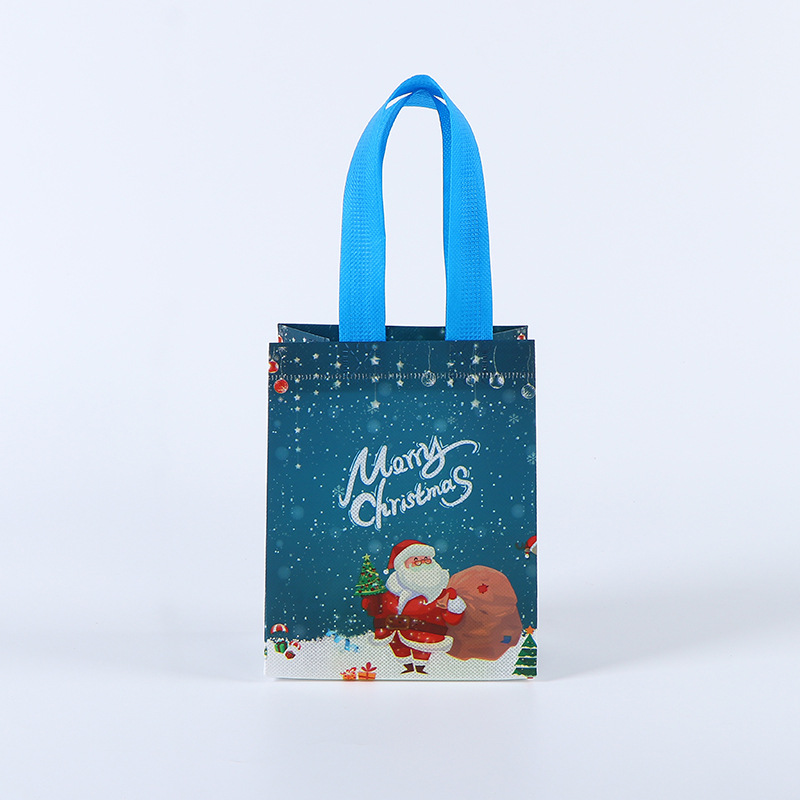 Bolso de Navidad de punto transfronterizo, bolsa de embalaje de regalo, bolsa no tejida laminada en caliente plegable portátil personalizada