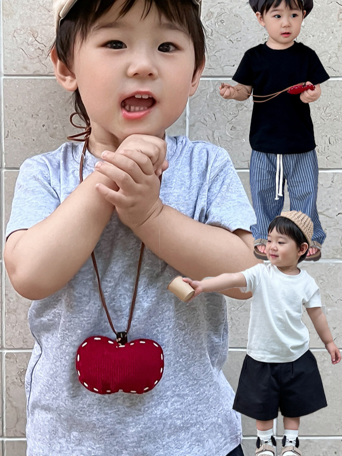 Summer children's comfortable solid color base T-shirt for boys