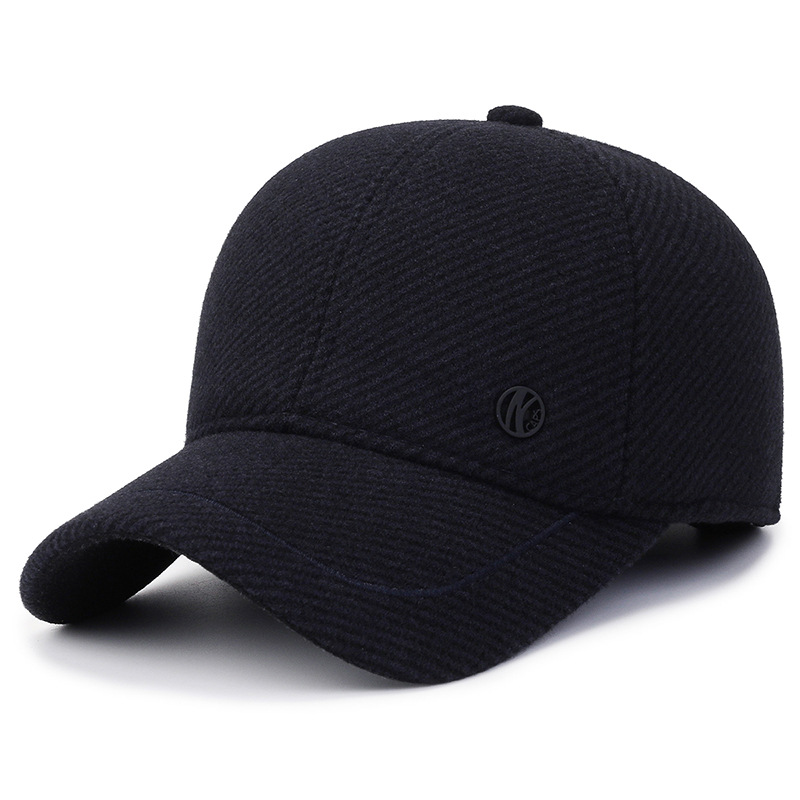 Warm Men's Wool Baseball Cap With Ear Protection For Winter_voghion.com