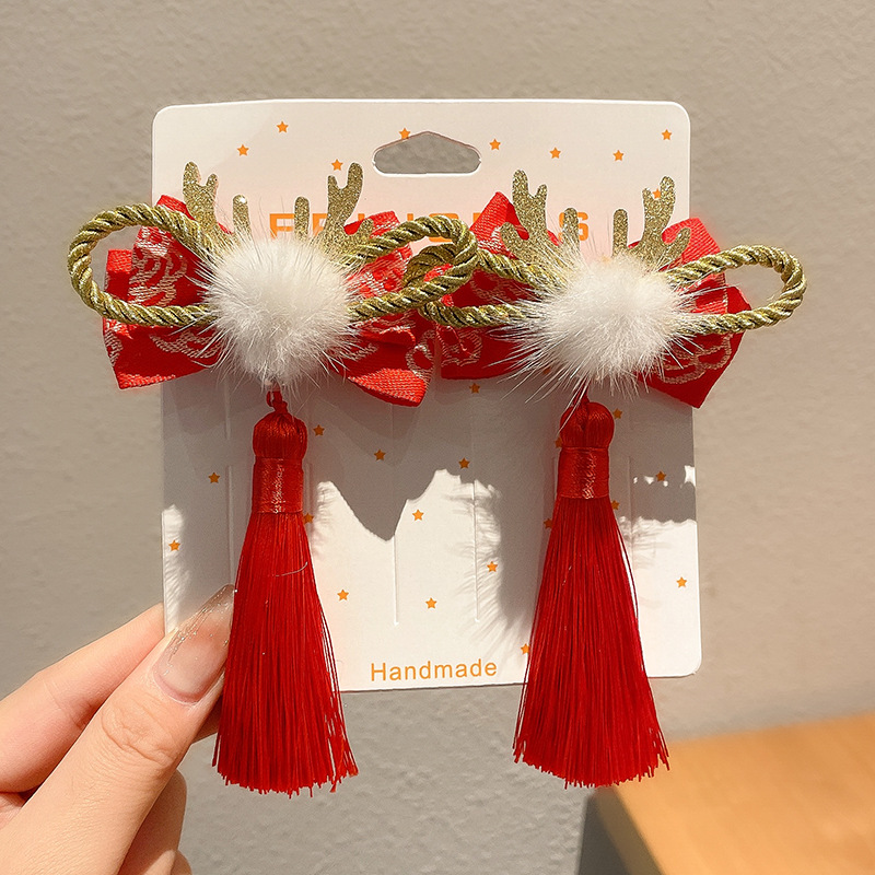 Horquillas Chinas Tradicionales para Niños, Materiales Mixtos, Decorativo, Con Borlas, para Hanfu y Año Nuevo
