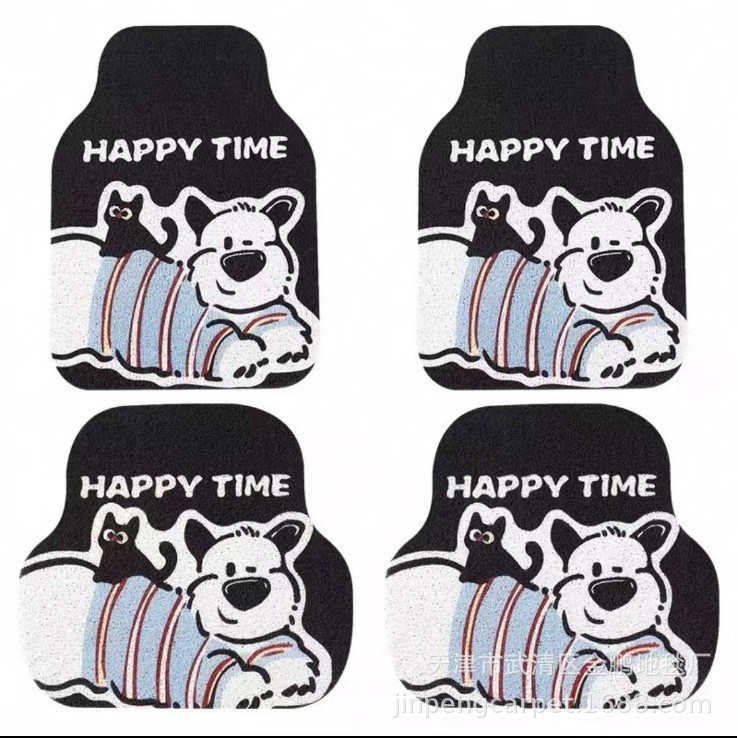 Car Floor Mats with Wire Loops, Cartoon Design, Anti-Dirt, Non-Slip, Special-Shaped, Wear-Resistant, Easy to Maintain, Suitable for Electric Vehicles
