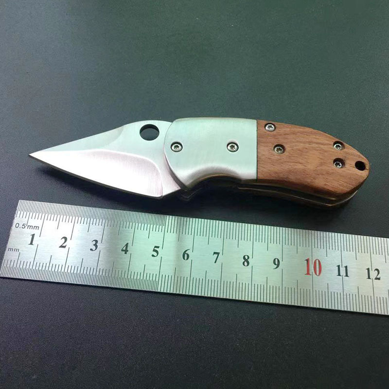 工厂直供户外刀具防身折叠刀迷你随身木柄小刀螳螂多功能钥匙刀