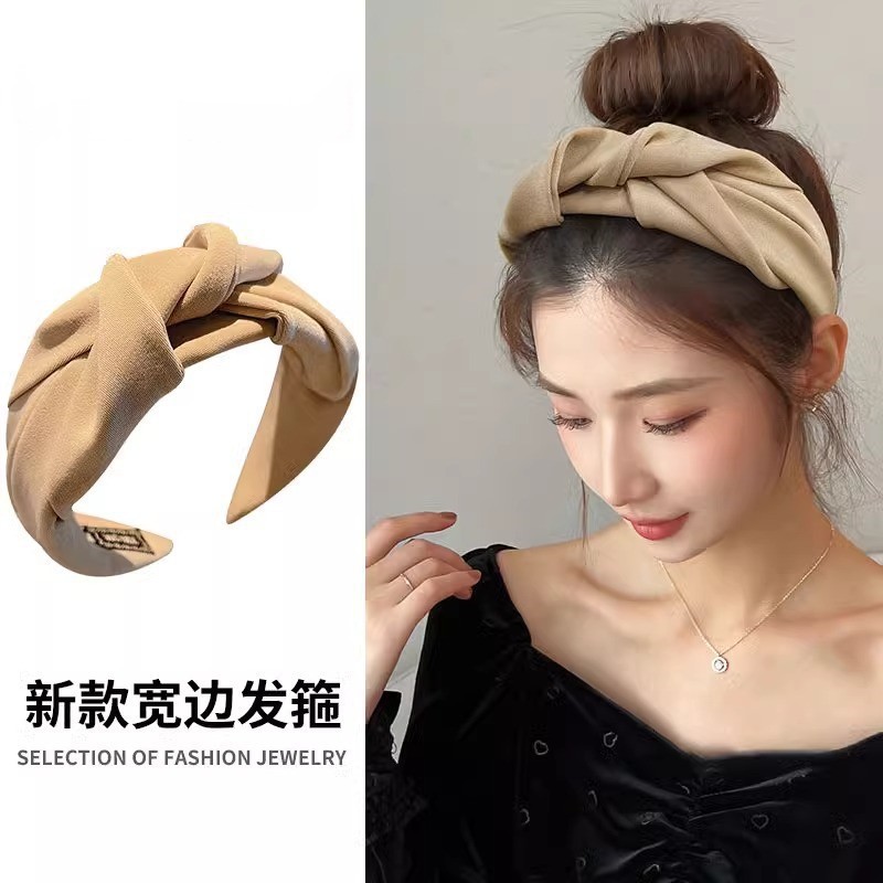 新款發箍寬邊布藝2024打結防滑時尚簡約頭箍時髦純色百搭復古外出