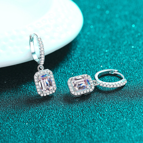 925 sterling silver earrings for women moissanite ear buckles emerald radiant cut ear jewelry plated pt950 gold manufacturer wholesale