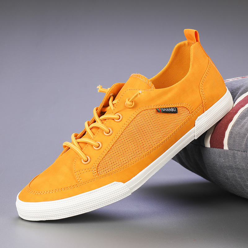 Weiße Herren Freizeitschuhe Aus Canvas, Atmungsaktive Board Sneaker_voghion.com