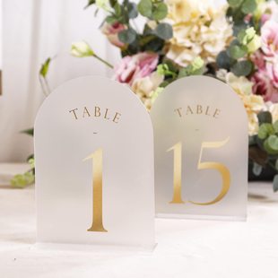 Factory Direct Sales Acrylic 1-15 Wedding Seat Cards, Restaurant Banquet Table Number Plates, Frosted Wedding Banquet Table Cards