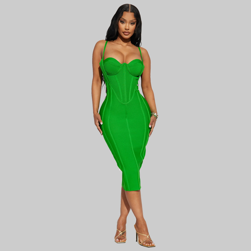 Fashion Nova skirt cross-border explosions new green sexy strap bandage dress manufacturers in Europe and the United States