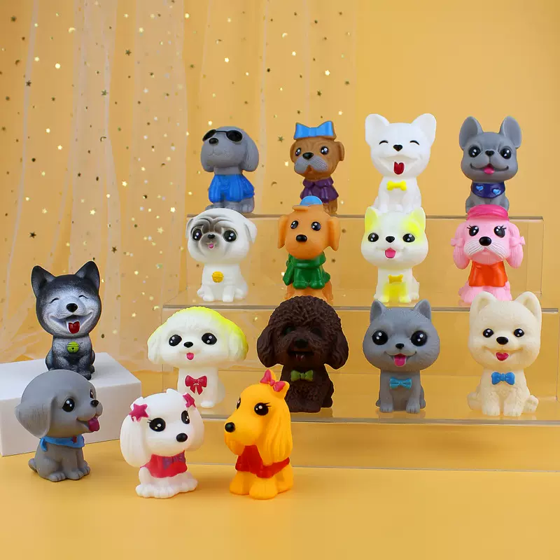 搪胶公仔狗狗捏捏乐玩具仿真宠物小狗儿童过家家玩具卡通摆件