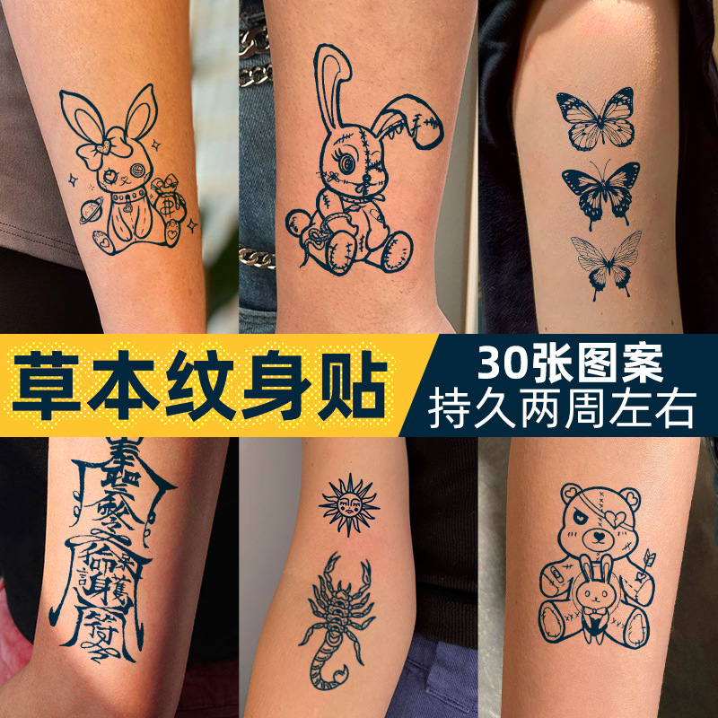 Semi-permanent cartoon herbal tattoo sti...