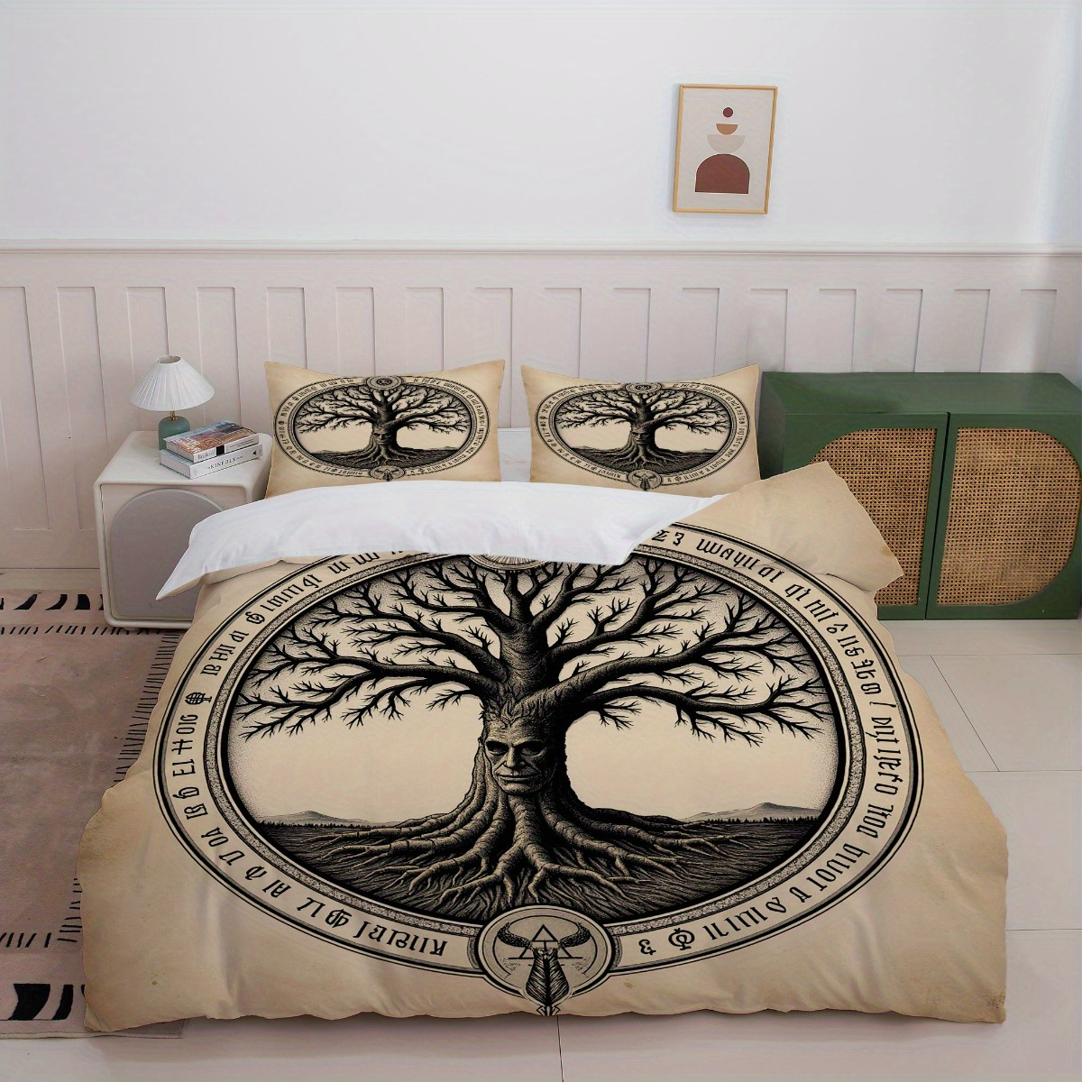 TEMU / JIT Fantasía Celtic Nudo Life Tree Moist Print Digital Kit de colcha de tela para el hogar