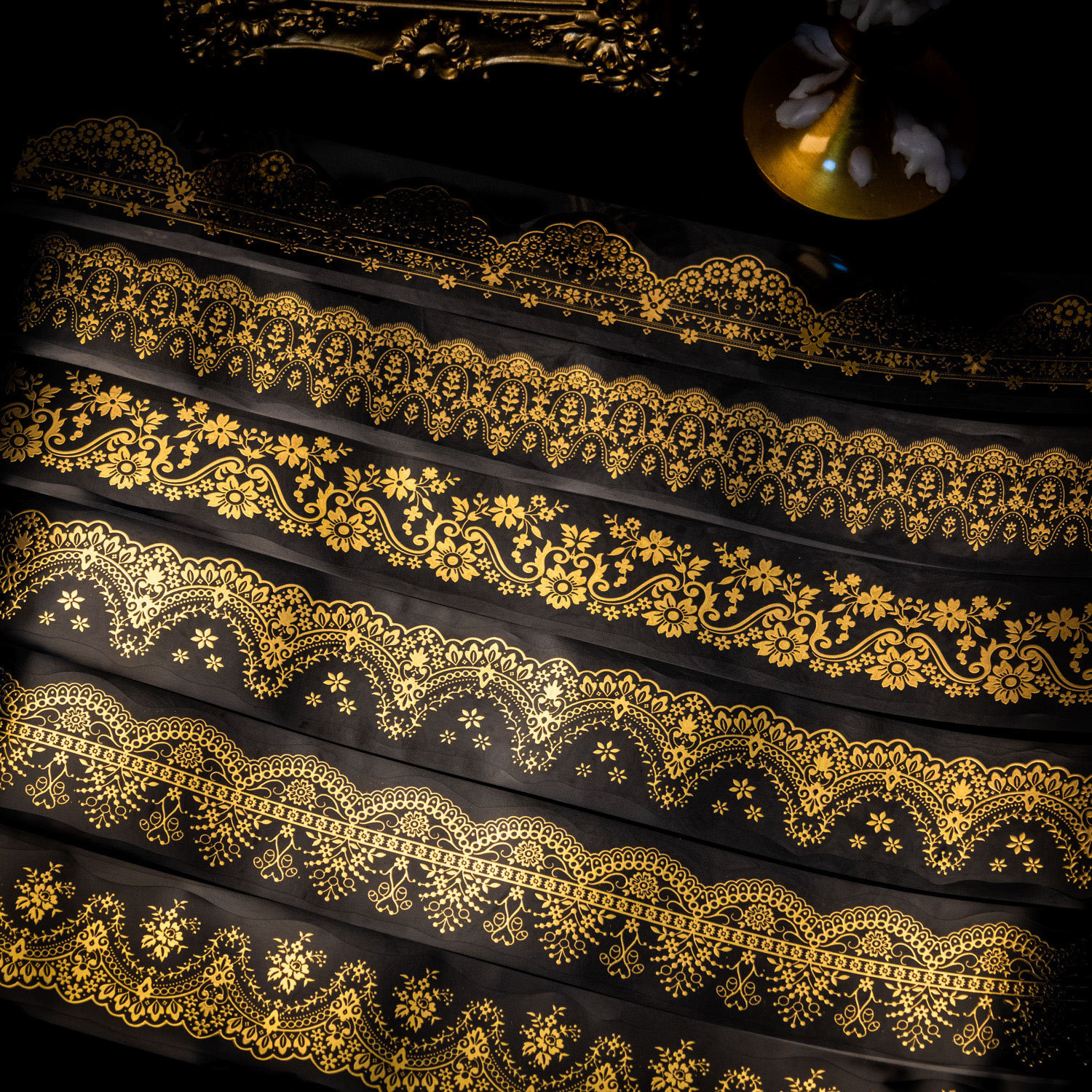 Lace Flashing Series Gold Foil Tape Ketchup Girl Seamless Loop 6 Styles Journal Material
