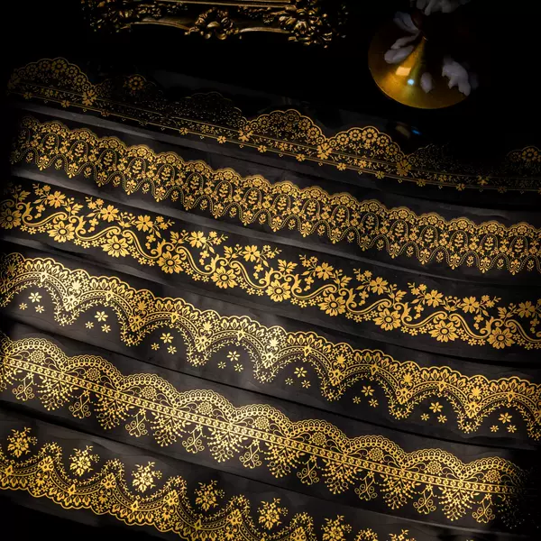 Lace Flashing Series Gold Foil Tape Ketchup Girl Seamless Loop 6 Styles Journal Material