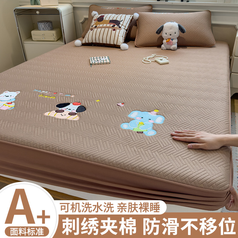 Cama de algodón de una sola pieza de cubierta de cama a prueba de polvo gruesa 2025 nueva cubierta de colchón cubierta de protección cuatro estaciones cubierta de cama antideslizante universal
