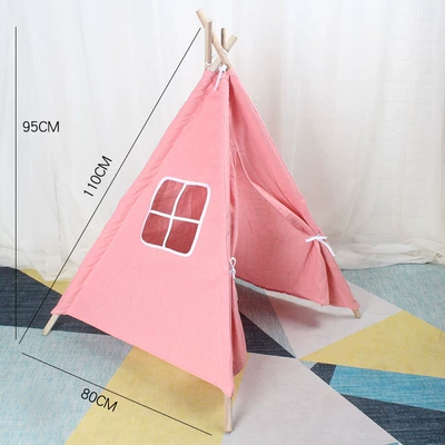 Children's small tent indoor and outdoor photography props picnic baby party balloon layout handmade triangle tent (Çadırlar) - pink-tent-single