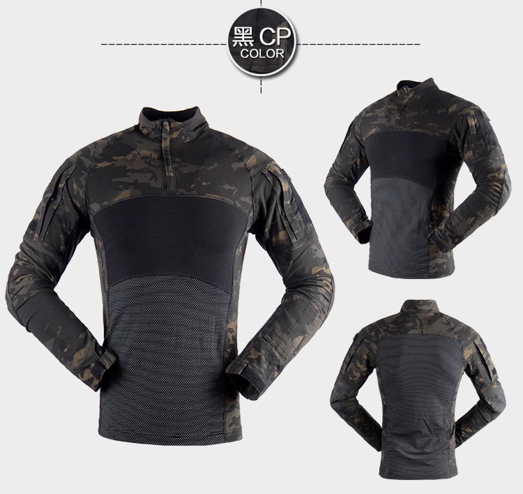 Tactical camouflage kids' uniform top, military enthusiast outdoor sports frog training uniform, real-person CS long-sleeved men's G3 tight detail image 6