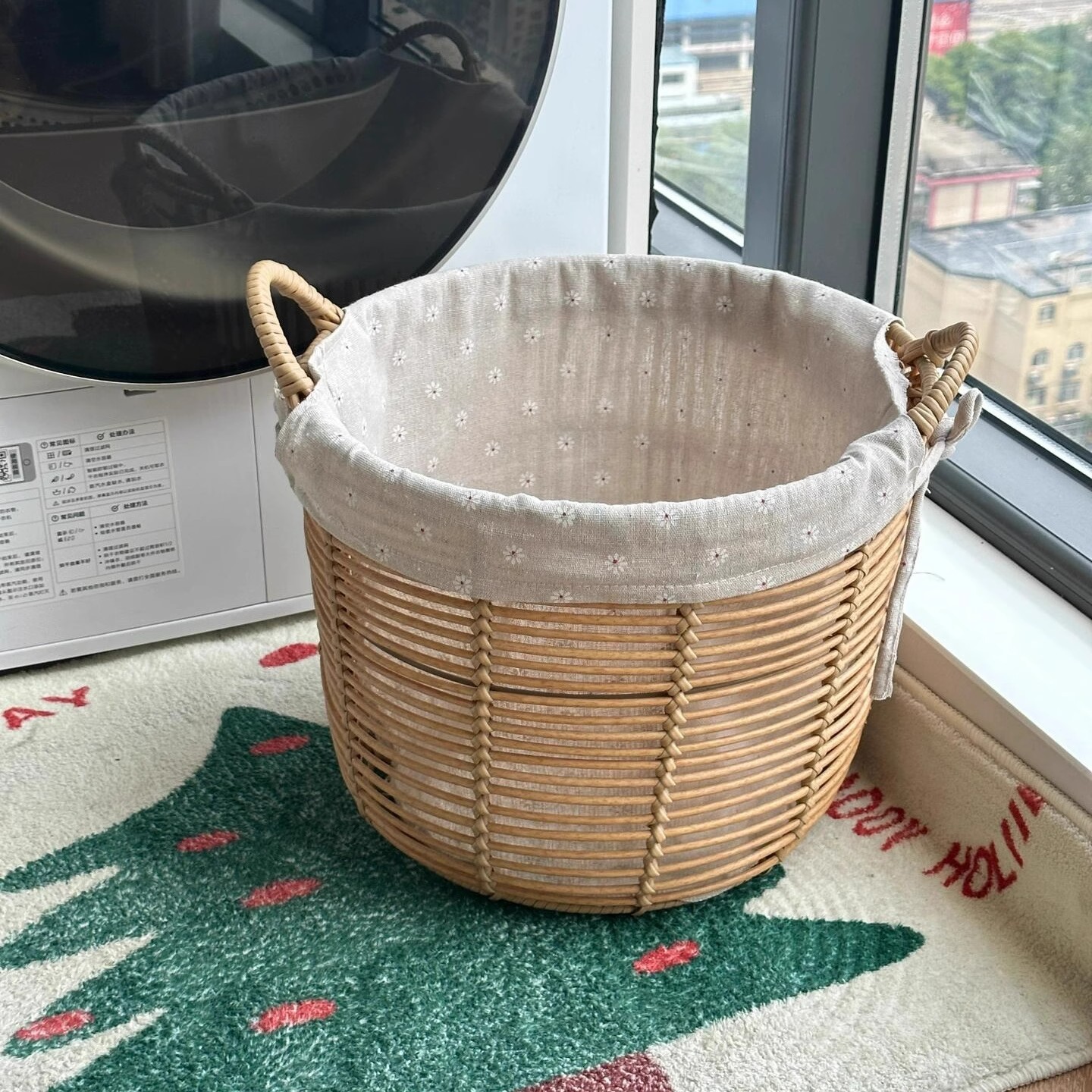 imitación de caña tejida cesta de ropa sucia baño portátil sin cubierta cesta de lavandería canasta de ropa pastílica flor triturada tela de hierba cesta de ropa sucia