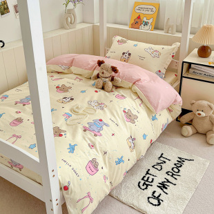 New Style College Student Dormitory 100% Cotton Bed Bed Sheets Quilt Cover Single Bed Three-Piece Set Pure Cotton Six-Piece Set Complete Set